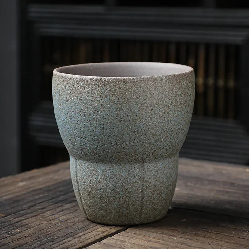 Japanese Style Rough Pottery Espresso & Gongfu Tea Cup Retro Ceramic Mug for Office and Home