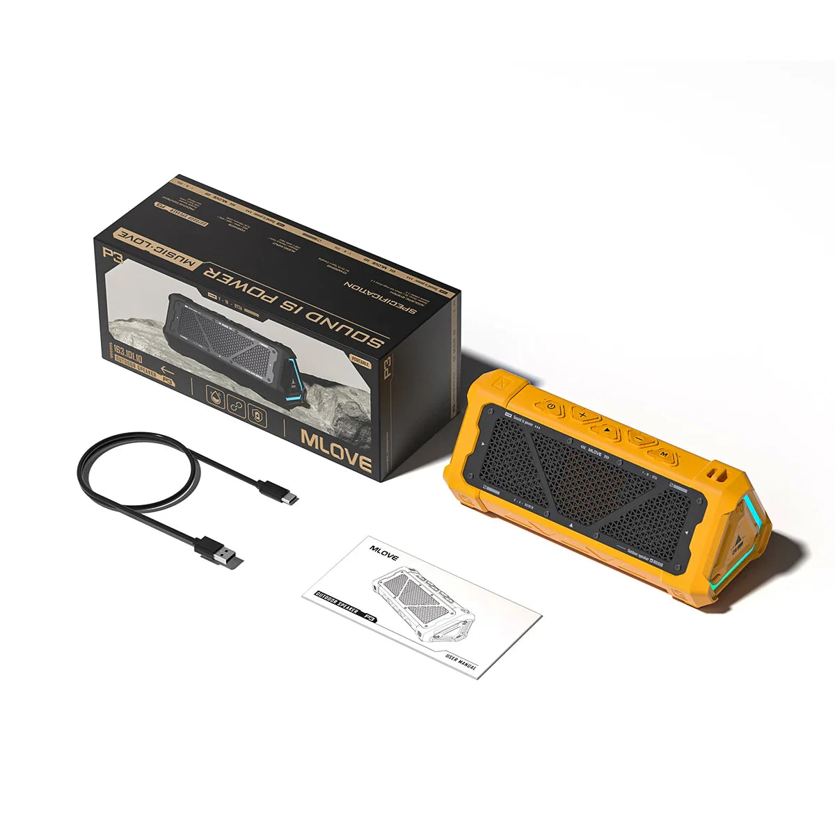 Portable Outdoor Bluetooth Speaker 40W Bluetooth 5.3 Stereo IP67 Waterproof Micro SD RGB Lights TWS