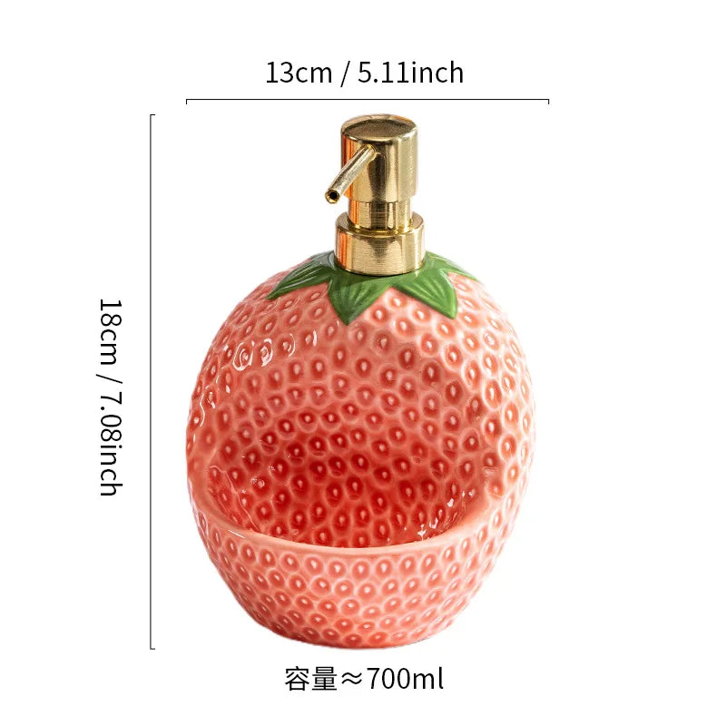Ceramic Strawberry Oil & Vinegar Cruet - Fruit-Shaped Kitchen Seasoning Jar for Salt, Sugar, Soy Sauce