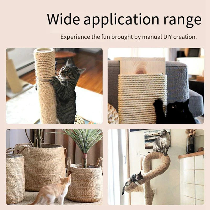Sisal Hemp Cat Scratching Rope – 20 m (65.6 ft) & 50 m (164 ft) Durable Scratch-Resistant Rope for DIY Cat Trees and Posts