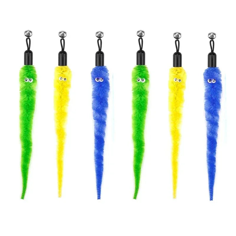 Interactive Cat Feather Toy Refill Kit – Feather Birds, Faux Worm & Foam Ball with Bell for Kittens