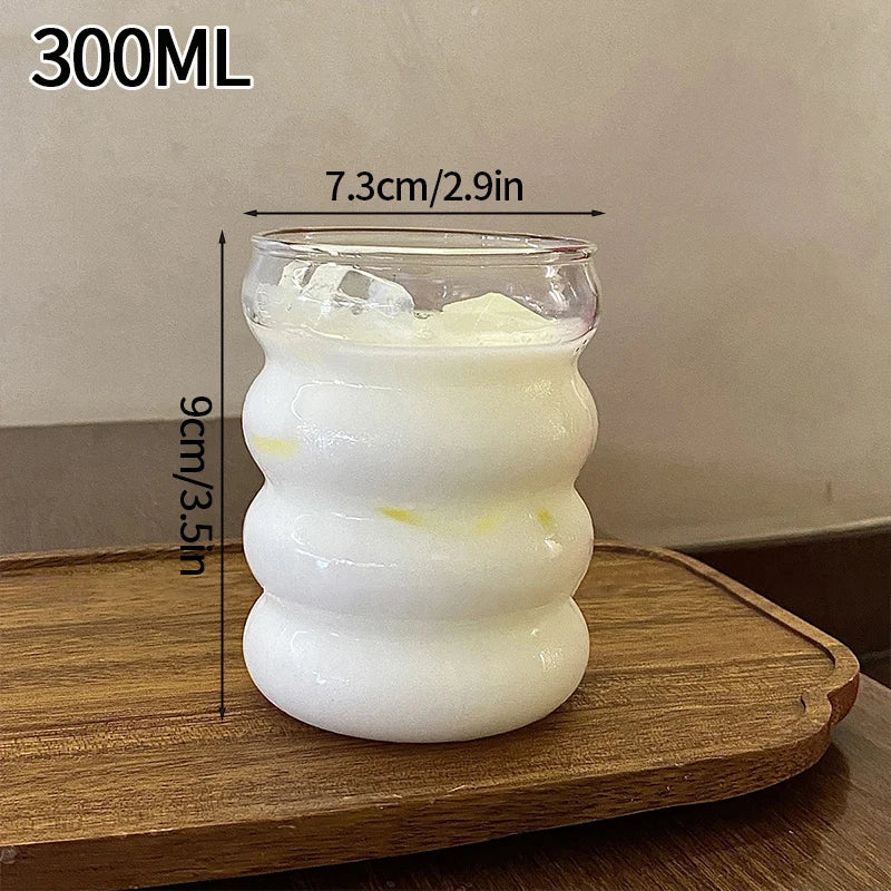 Aesthetic Borosilicate Glass Coffee Cups – Heat-Resistant Iced Coffee & Tea Glasses, 350ml (12oz) & 465ml (16oz)
