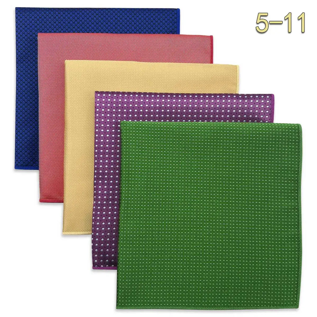 5-Pack Men's Microfiber Pocket Squares 12.6 in (32 cm) - Jacquard Woven Wedding & Formal Handkerchiefs, Assorted Patterns