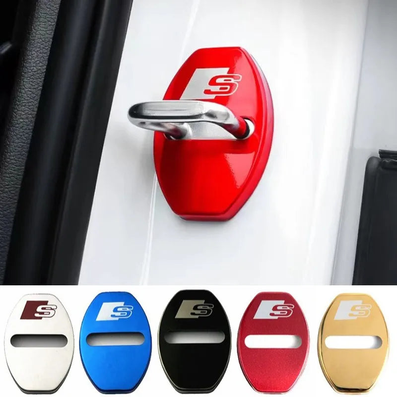 4-Pack Car Door Lock Cover Caps for S-Line A3 A4 A5 A6 A7 Q2 Q3 Q5 Q5L Q7 TT RS Series Alloy Door Lock Protectors (4pcs)