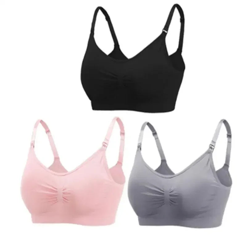 3-Pack Seamless Maternity Nursing Bras – Wireless Breathable Nursing Bra with Removable Pads & Front/Back Closure