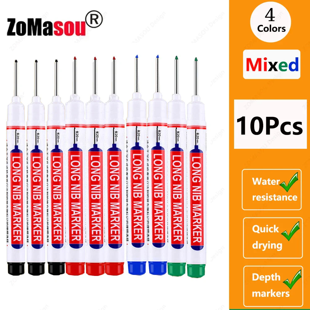 20mm Long-Head Deep Hole Marker Pens - Waterproof Fast-Dry Oil Markers for Wood, Metal & Glass (Red/Black/Blue/Green)