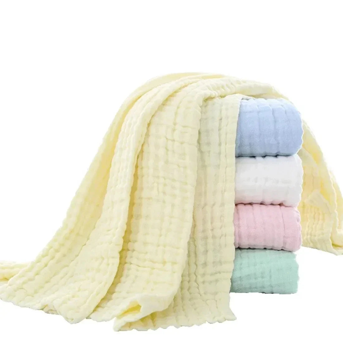 6-Layer Cotton Muslin Baby Swaddle Blanket 105 x 105 cm (41.3 x 41.3 in) - Gauze Bath Towel & Newborn Receiving Blanket
