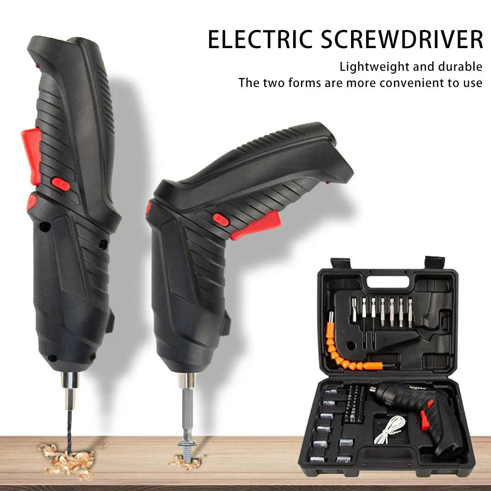 47-Piece Rechargeable Cordless Electric Screwdriver Set with Lithium Battery – Mini Drill for Home DIY & Household Maintenance