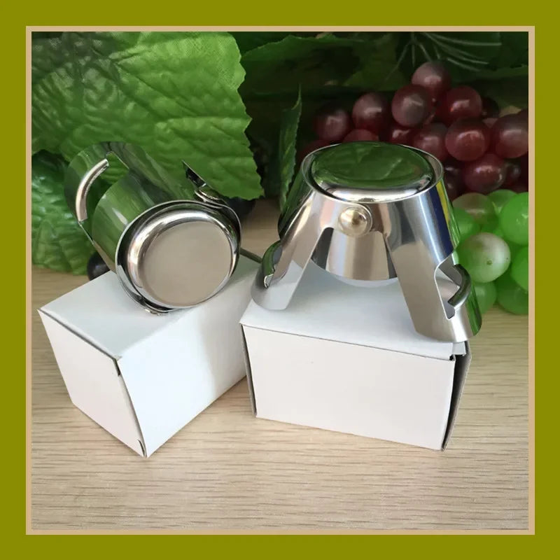 Stainless Steel Champagne Bottle Stopper Wine Pourer Vacuum Seal Grape Design Bar Accessory