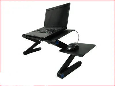 Adjustable Foldable Laptop Lap Desk 53 x 26 x 4 cm (20.9 x 10.2 x 1.6 in) - Portable Ergonomic Bed & Sofa Laptop Stand with Mouse Pad and Cooling Vents