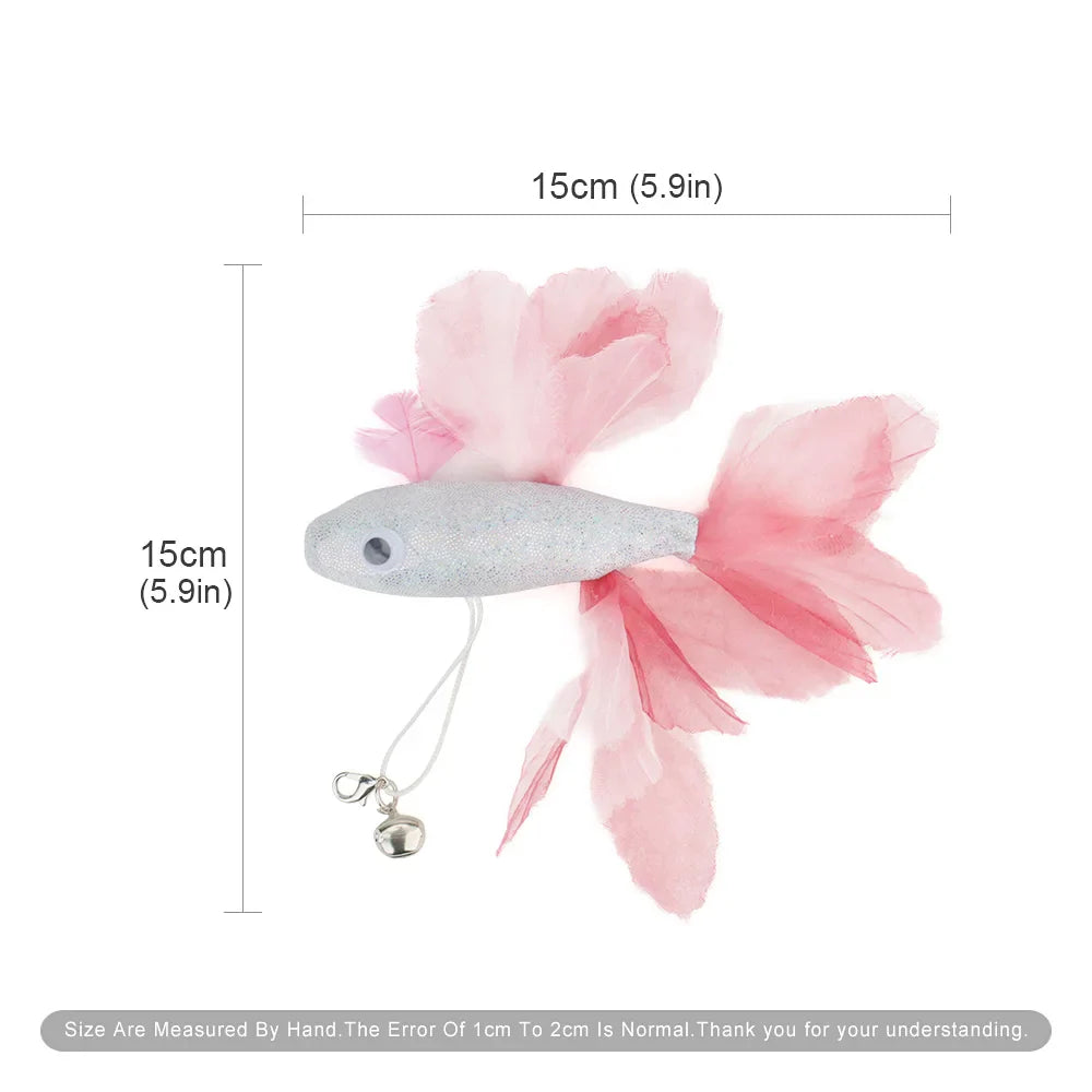 Colorful Fish Cat Teaser Wand - Interactive Goldfish-Shaped Play Toy for Cats