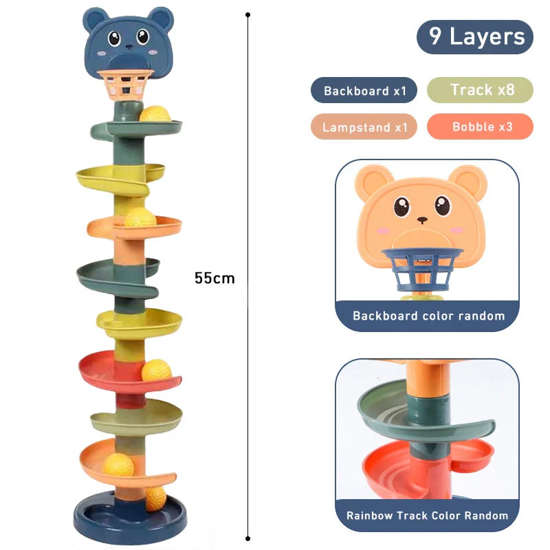 Montessori Baby Rolling Ball Track Toy – Sensory Push Pop Slide Game