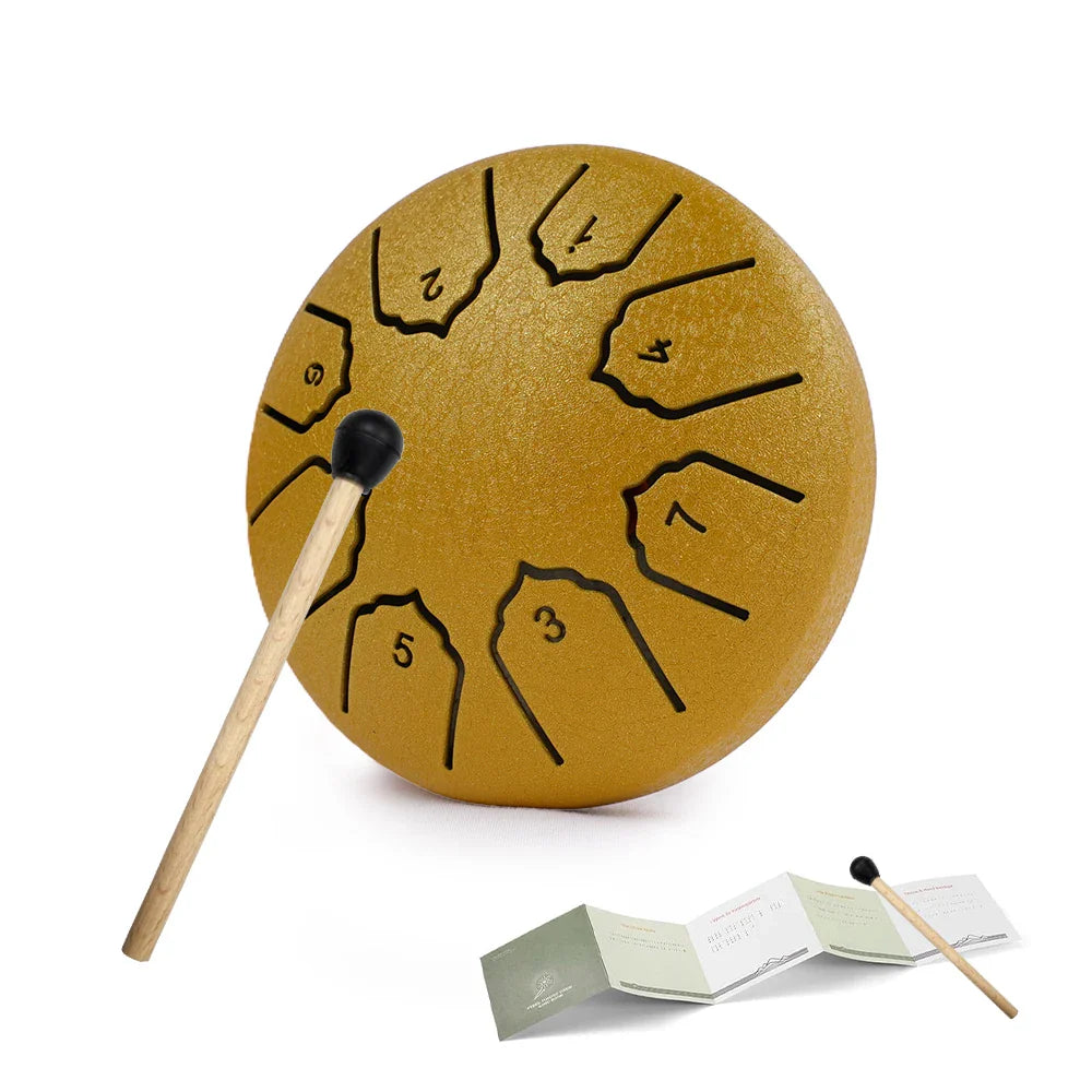 Mini Steel Tongue Drum 4-inch (10 cm) 8-Note Portable Rain Drum for Adults & Kids