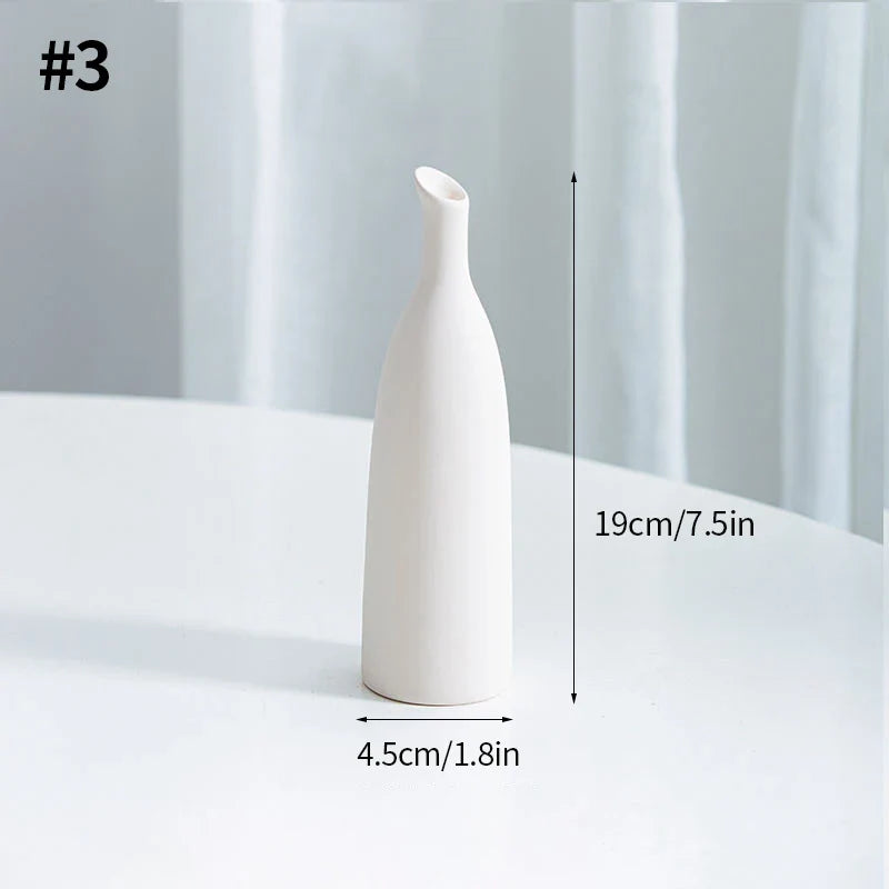 Ceramic Decorative Vase for Dried Flowers & Hydroponic Plants, Modern Table Ornament for Living Room Bedroom Office