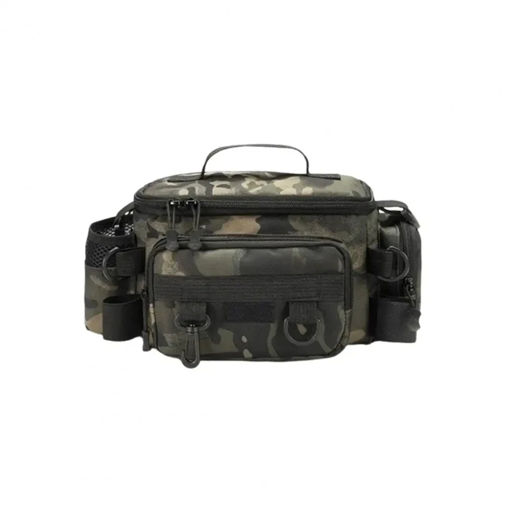 Waterproof Oxford Fishing Tackle Bag - Shoulder Crossbody Rod Holder with Multi-Pocket Storage