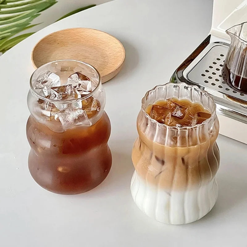 Heat-Resistant Stripe Glass Tumbler — Transparent Tea, Coffee & Juice Mug, 410/530/650 ml (13.9/17.9/22 fl oz)