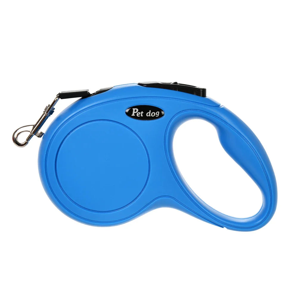 Retractable Dog Leash 3m/5m (9.8ft/16.4ft) Nylon Rope with Quick-Release ABS Case and Paw Print Keychain