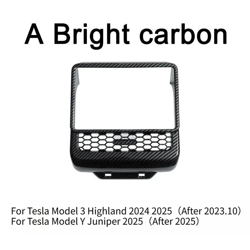 Rear Screen Cover Protector Frame Back Air Vent Trim White ABS Car Interior Accessory for Model Y Juniper