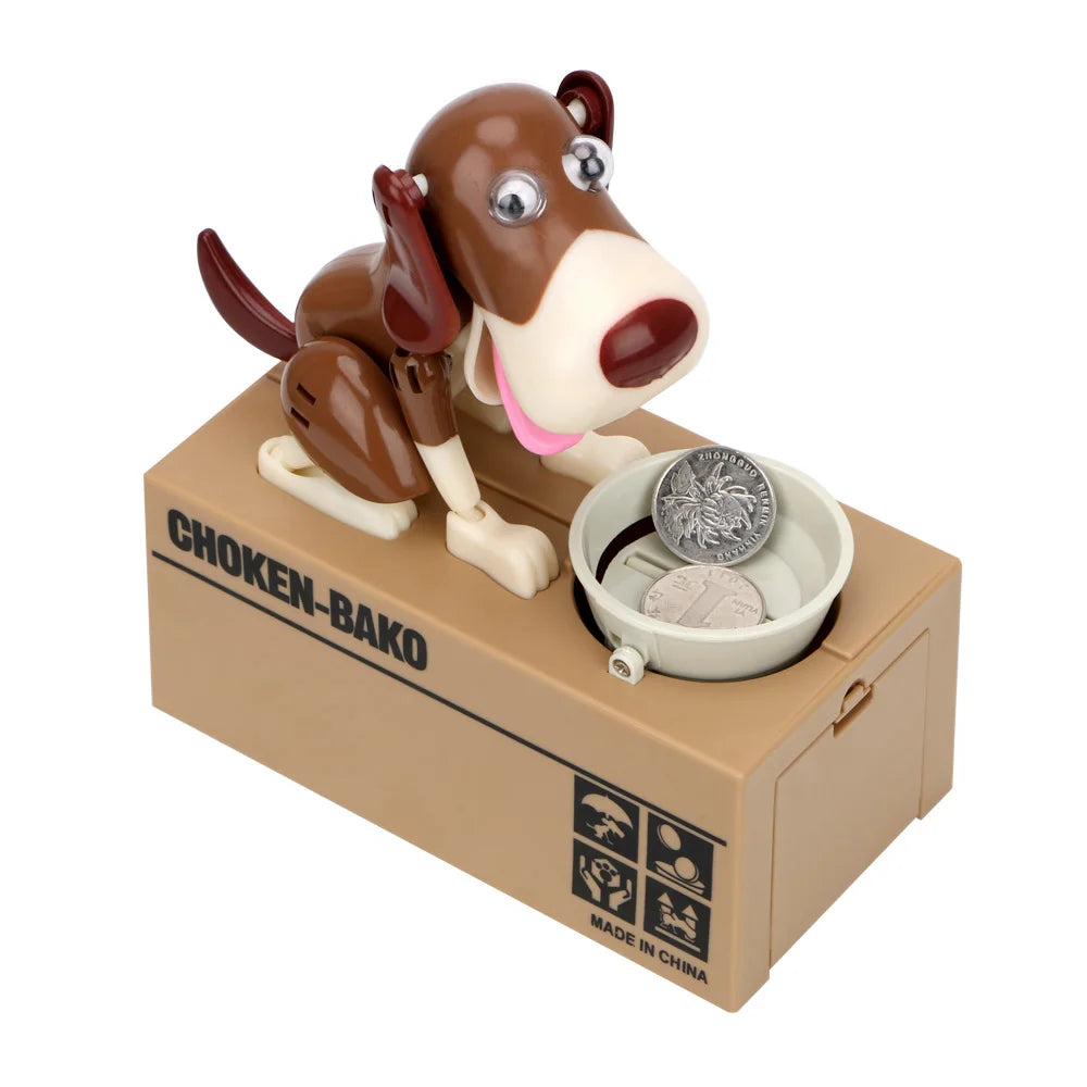 Electric Cartoon Dog Coin Bank Automatic Eating Money Piggy Bank for Kids Birthday Gift