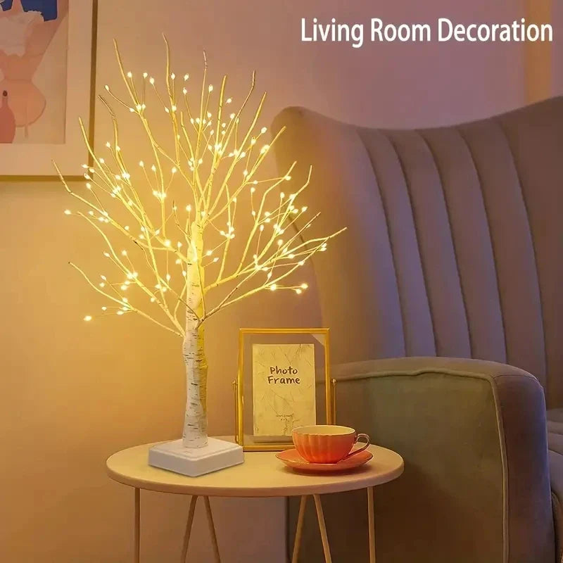 144 LED Birch Tree Light Warm White - USB & Battery Powered, 60 x 10 cm (23.6 x 3.9 in) Holiday Tabletop Decor for Christmas, Halloween, Easter