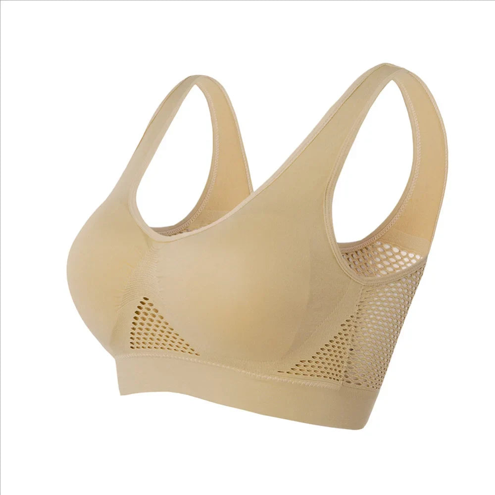 Seamless Mesh Plus Size Sports Bra Wireless Shockproof Breathable Yoga and Gym Crop Top Up to 6XL