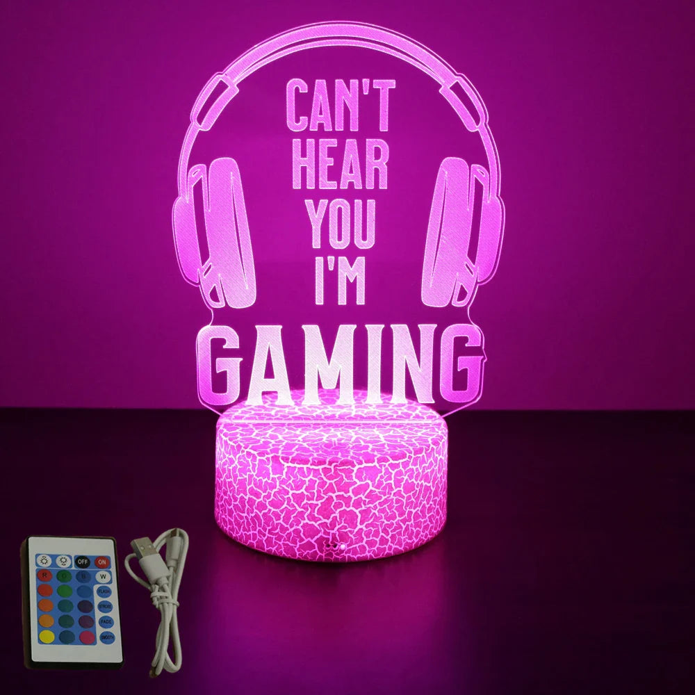 Neon Gamer 3D LED Night Light RGB – Gaming Table Lamp for Kids, Bedroom & Gamer Room