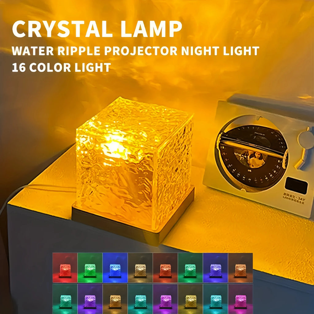 16-Color Ocean Wave Aurora Projector LED Night Light Touch Remote Dimmable Auto Rotating USB Powered Ambient Lamp for Bedroom & Parties