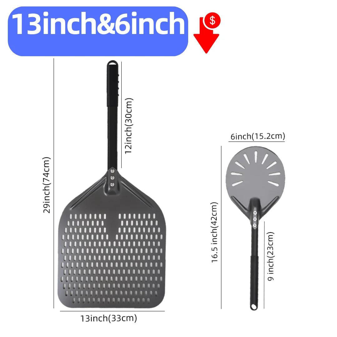 Hard-Anodized Aluminum Pizza Peel 6, 12, 13 and 14 Inch (15, 30, 33, 35.5 cm) Bread Paddle Oven Spatula