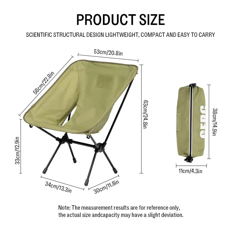 Lightweight Folding Camping Chair – Portable Aluminum Alloy Tactical Moon Chair for Adults & Kids