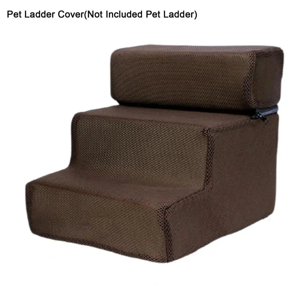 Detachable 3-Step Pet Stair Cover - Anti-Slip Faux Leather & Mesh Ramp Case, 11.8 x 11.8 x 13.8 in / 30 x 30 x 35 cm