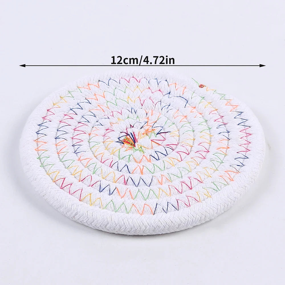 Woven Cotton-Linen Drink Coaster - Heat Resistant, Absorbent Cup Mat for Tabletop Protection