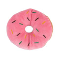 Plush Donut Chew Toy with Squeaker for Small & Medium Dogs - 4.3in (11 x 11 cm) Soft Fleece Puppy Toy