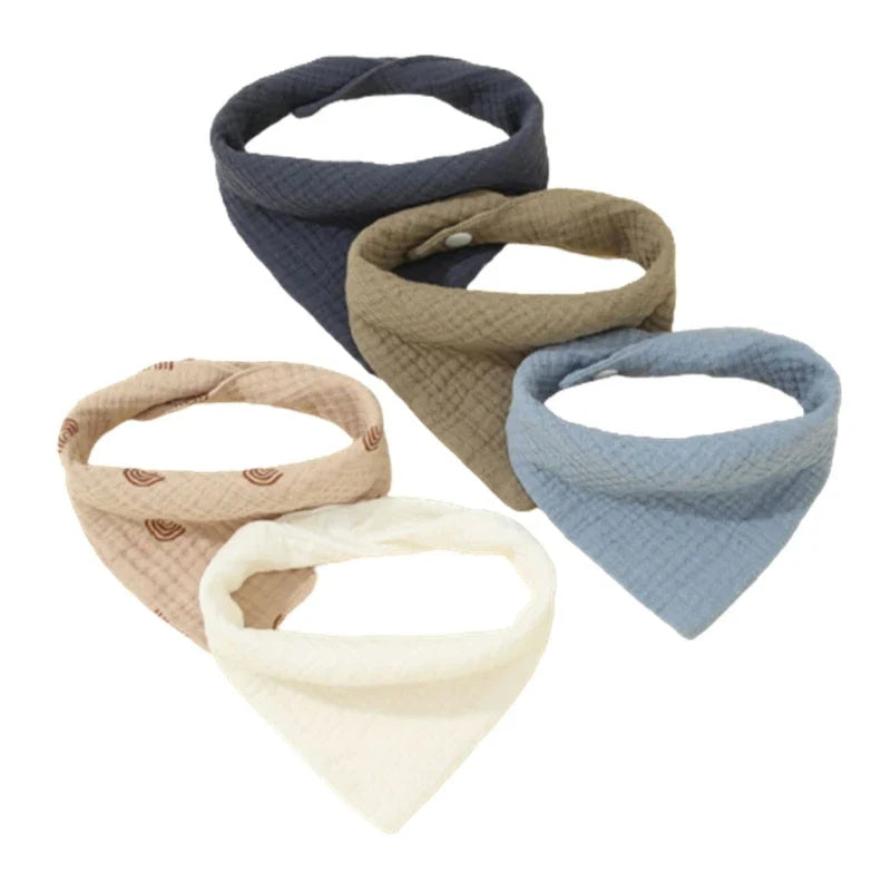 5-Pack Cotton Baby Drool Bibs Soft Absorbent Button Closure Unisex Newborn Infant Feeding Bibs