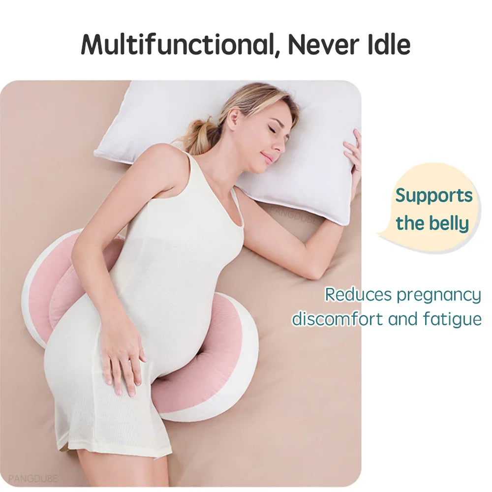 Pregnancy Body Pillow with Free Auxiliary Waist Support Pillow - Cotton Maternity Sleeping Pillow 64–78×36 cm (25–31×14 in)