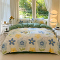 Kawaii Bear Floral Duvet Cover Bedding Set – 3PC/4PC Duvet Cover, Bed Sheet & Pillowcases | Full Queen King (Multiple Sizes)