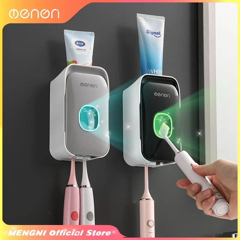 Automatic Wall-Mounted Toothpaste Dispenser & Toothbrush Holder – Punch-Free Bathroom Organizer