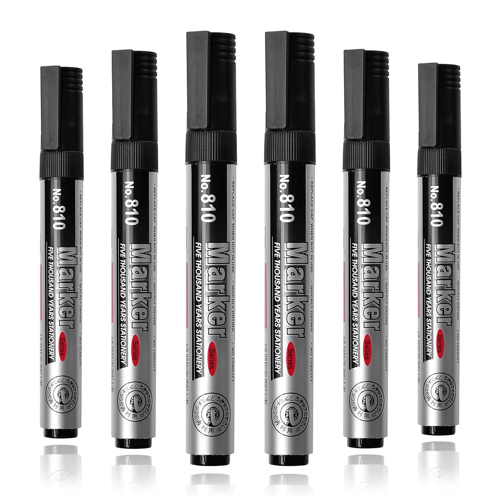Permanent Oil-Based Marker 2.0mm (0.08 in) Black Ink Waterproof Quick-Dry Multi-Surface, 2/5/10-Pack