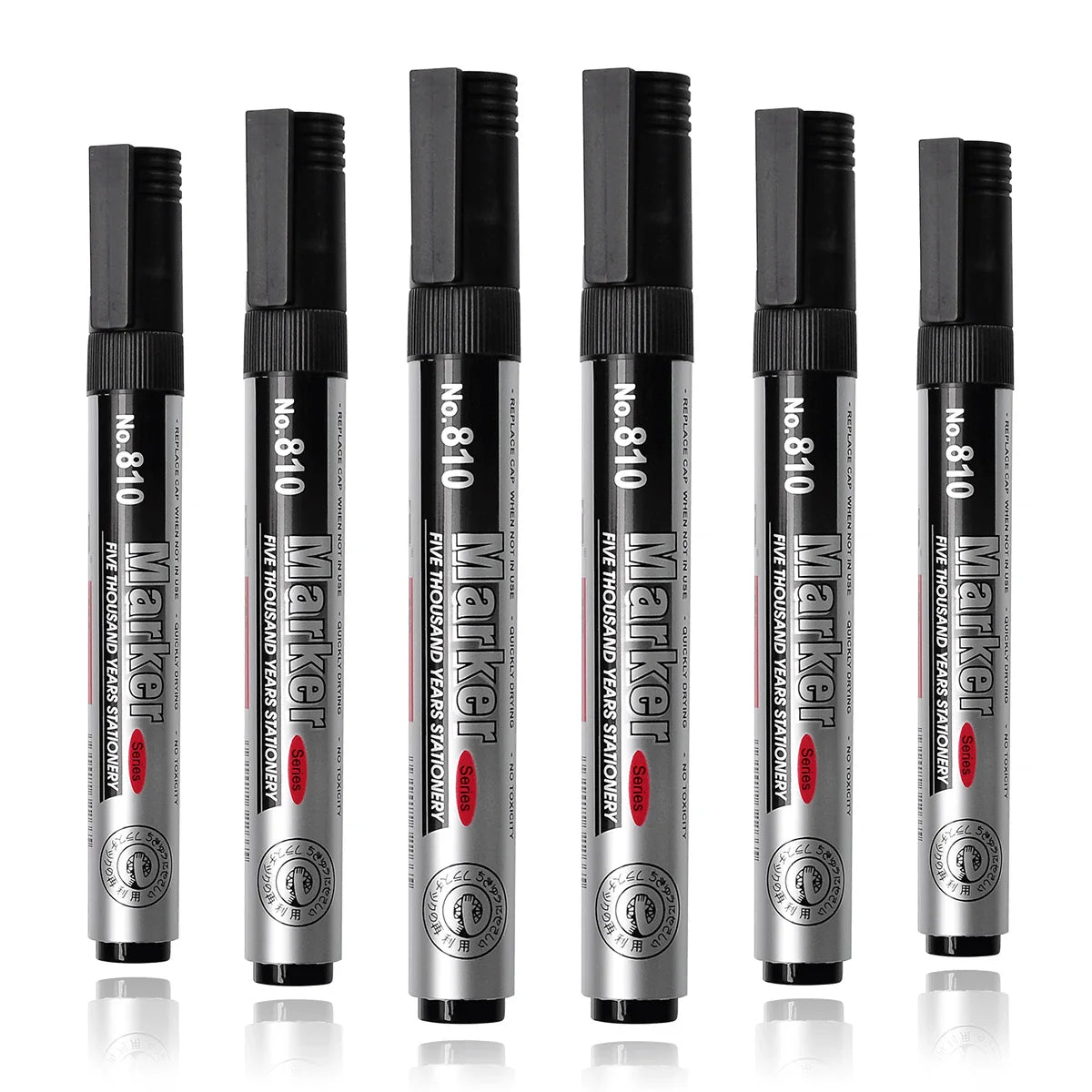 Permanent Oil-Based Marker 2.0mm (0.08 in) Black Ink Waterproof Quick-Dry Multi-Surface, 2/5/10-Pack