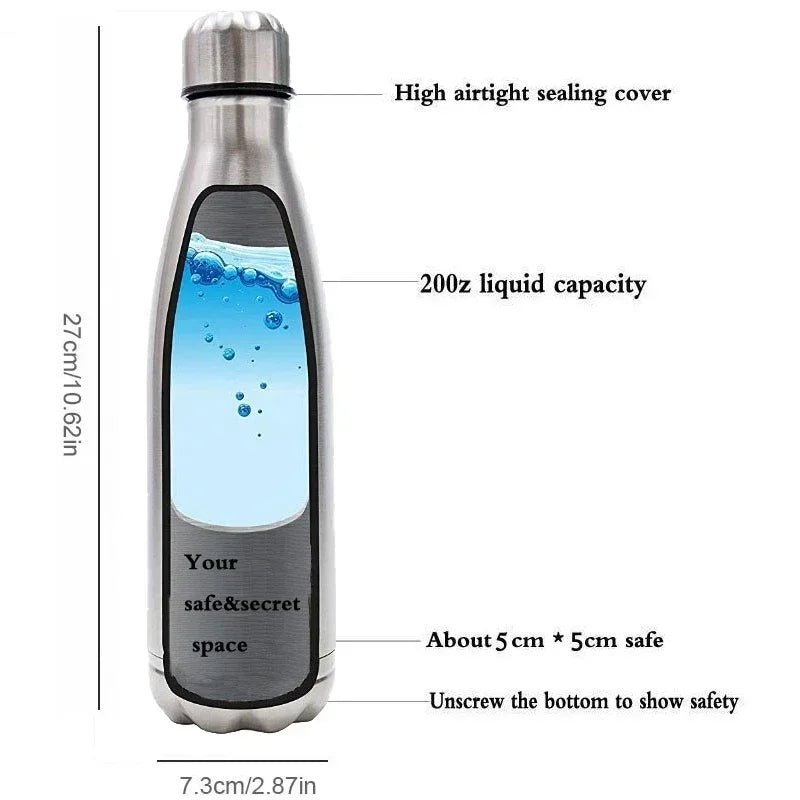 750ml (25.4oz) Diversion Water Bottle with Secret Compartment — Portable Stash, Pill Organizer & Money/Key Safe