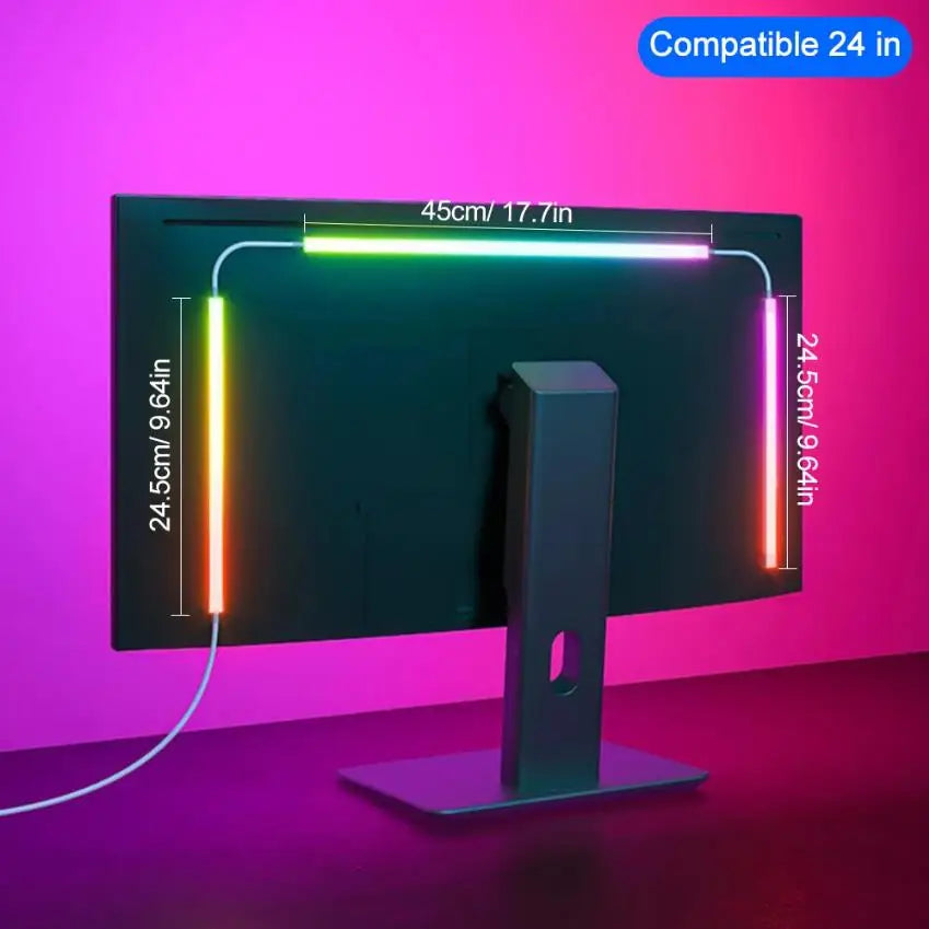 USB RGBIC LED Strip 24–34 in (61–86 cm) Monitor Backlight – App & Music Sync for PC Gaming