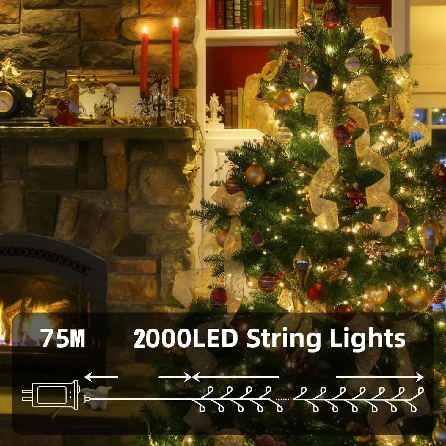 Outdoor Remote-Controlled Copper Wire LED String Lights — 30m / 50m / 75m (98 / 164 / 246 ft) Waterproof Fairy Lights for Christmas Trees Wreaths Patio