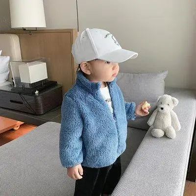 Toddler & Kids Plush Winter Coat – Warm Corduroy Turtleneck Zipper Jacket, Unisex (Ages 1-6 Years)