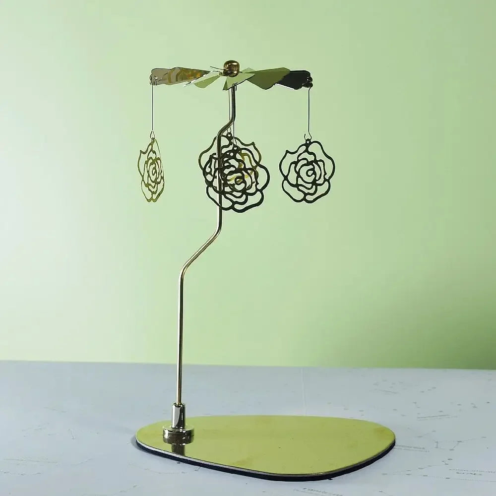 Carousel Candle Spinner Rotating Tealight Holder for Wedding, Christmas & Home Office Decor – Gold, Silver