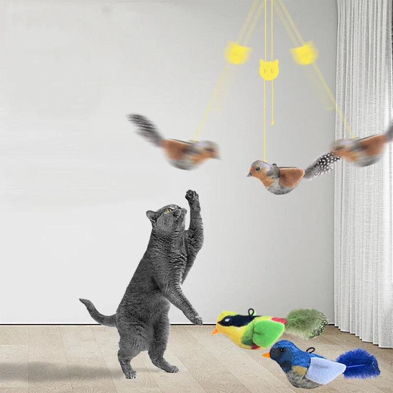 Lifelike Bird Plush Cat Toy with Feather Teaser, Catnip-Simulation for Cats & Kittens