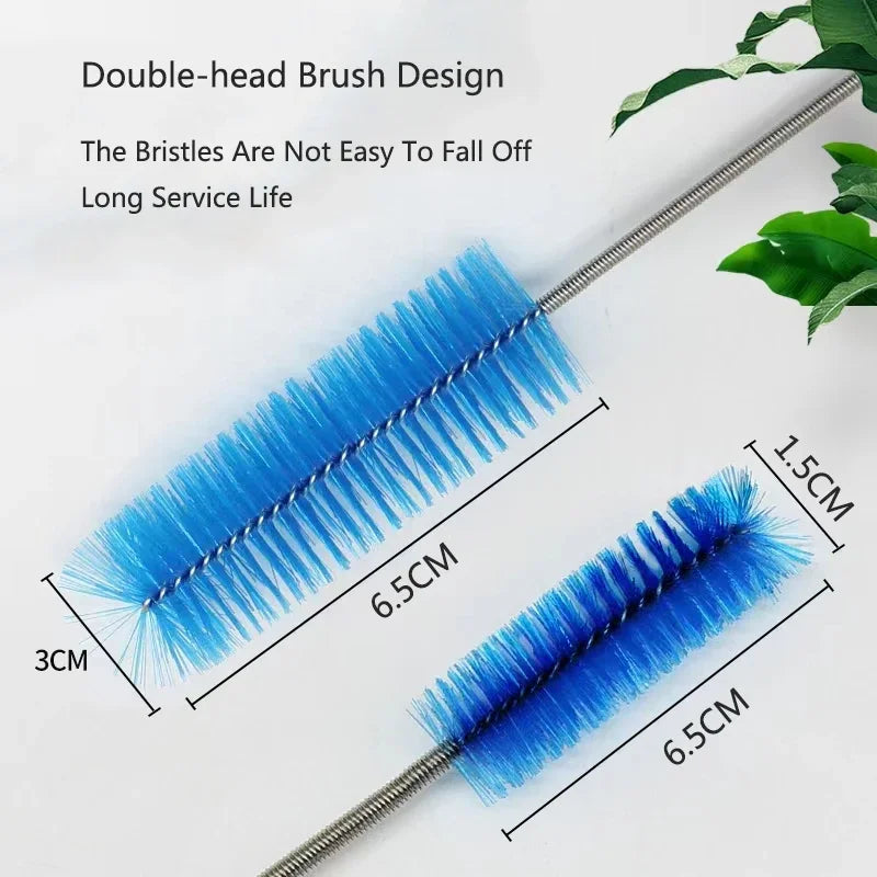 Aquarium Tube Cleaning Brush - Flexible Double-Ended Fish Tank Pipe Cleaner, Stainless Steel Handle with Nylon Bristles, Lengths 12/24/35/61/79 in (30/60/90/155/200 cm)