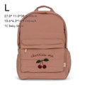 Kids Cotton Backpack (S/L) – Kindergarten & Travel Schoolbag for Toddlers, Children and Moms, Waterproof Geometric Cherry Lemon