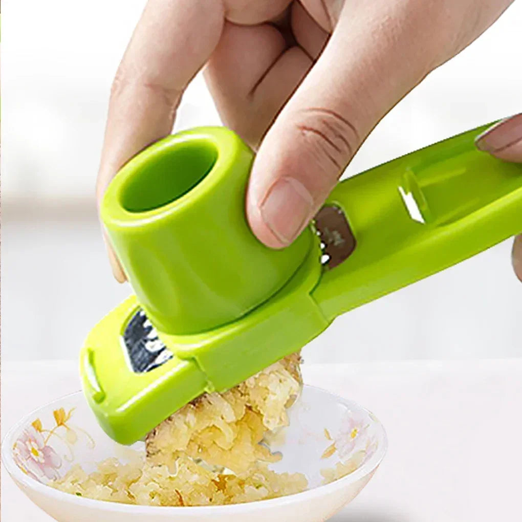 Multifunctional Manual Garlic Press & Ginger Grater — Stainless Steel Garlic Cutter Peeler