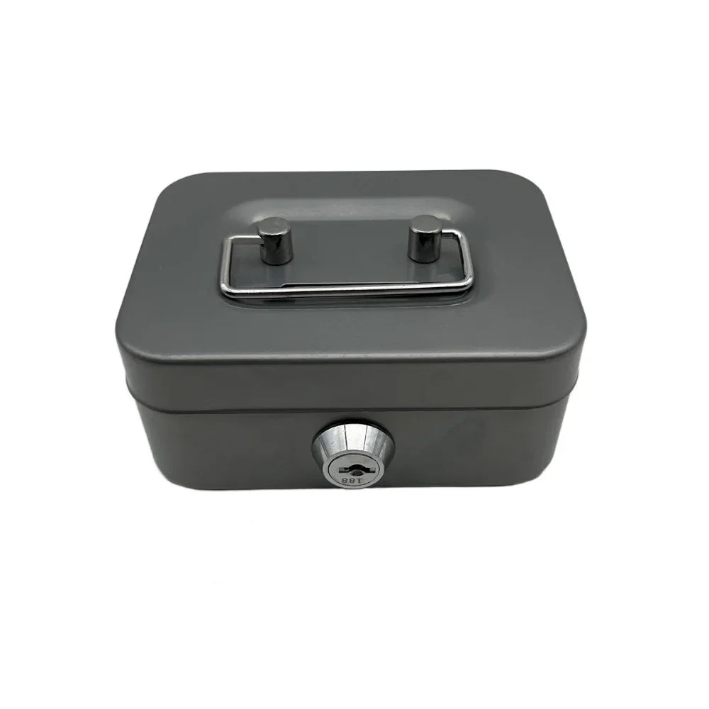 Metal Key Lock Cash Box with Handle – Small Lockable Money Organizer for Kids, 4.5 x 3.35 x 2.28 in (11.5 x 8.5 x 5.8 cm)