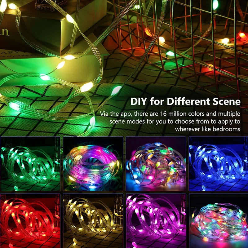 RGBIC Bluetooth LED String Lights - Smart Waterproof Fairy Strip, 2m–30m (6.6–98.4 ft) for Party, Curtain & Room