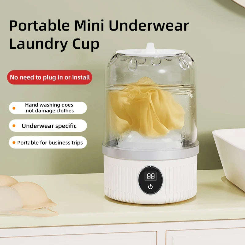Mini Portable Electric Washer for Socks, Underwear & Pet Clothes - Wireless Rechargeable